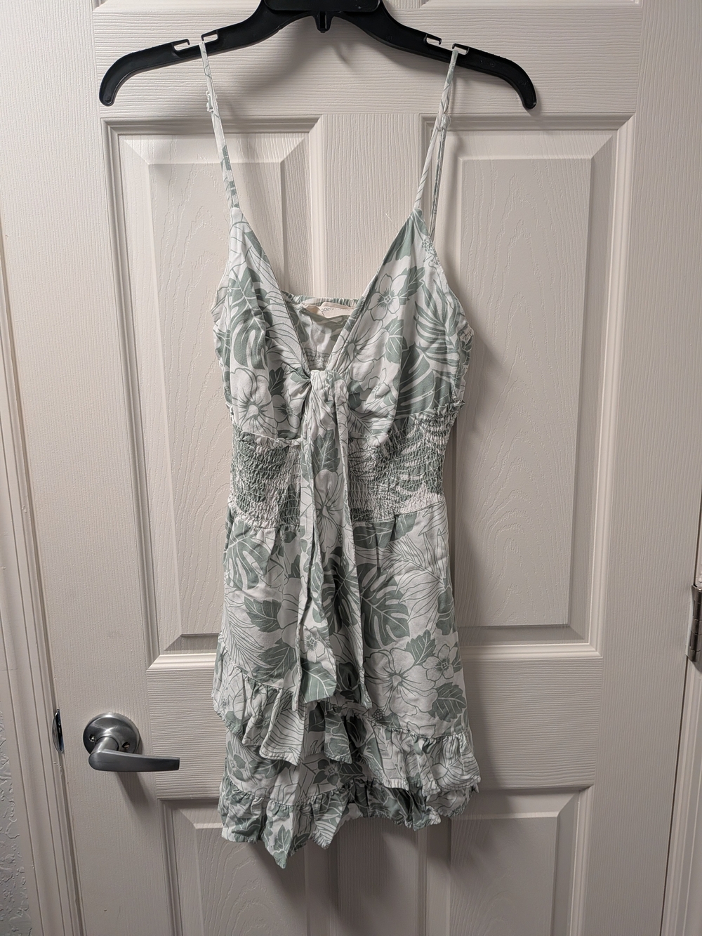 Ocean Drive Mint Floral Tie-Front Mini Dress